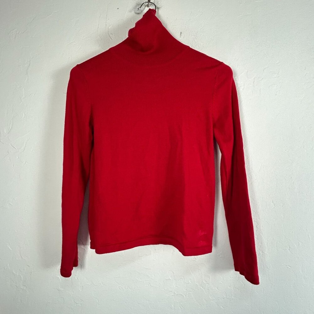 Classiques Entier Womens Red Extrafine Merino Wool Turtleneck Sweater Small